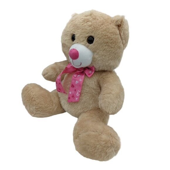 Hug & Luv Tan Plush Bear with  Scarf 16 in Big Soft and Cuddly - Picture 2 of 6
